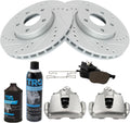 Front Ceramic Brake Pad & Rotor Kit with Calipers for 2014-2018 Ford
