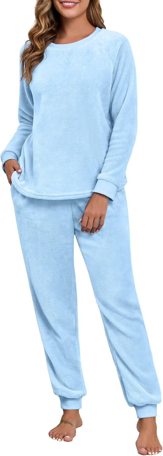 PrinStory Fluffy Pajamas for Women - Soft Fleece Winter Set