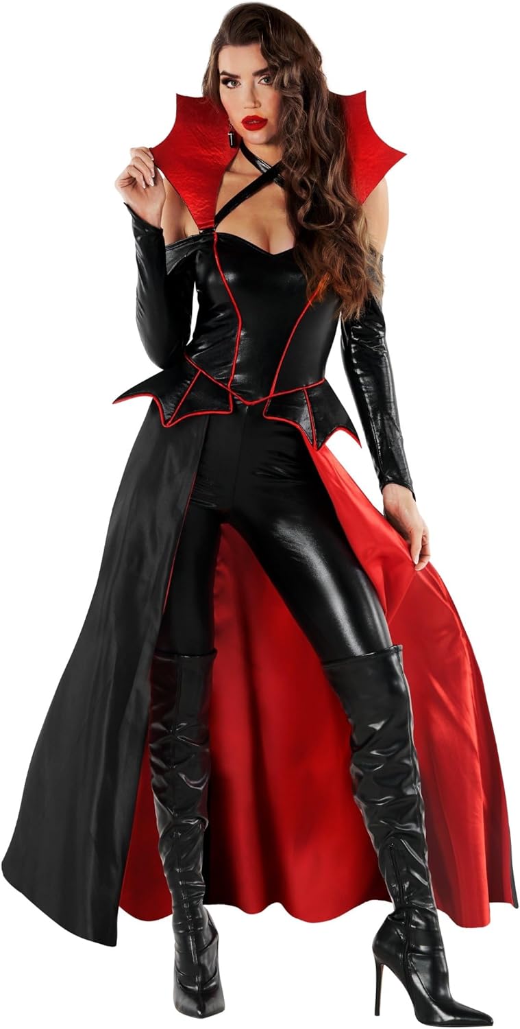 Morph Gothic Vampire Costume for Women with Cape for Halloween