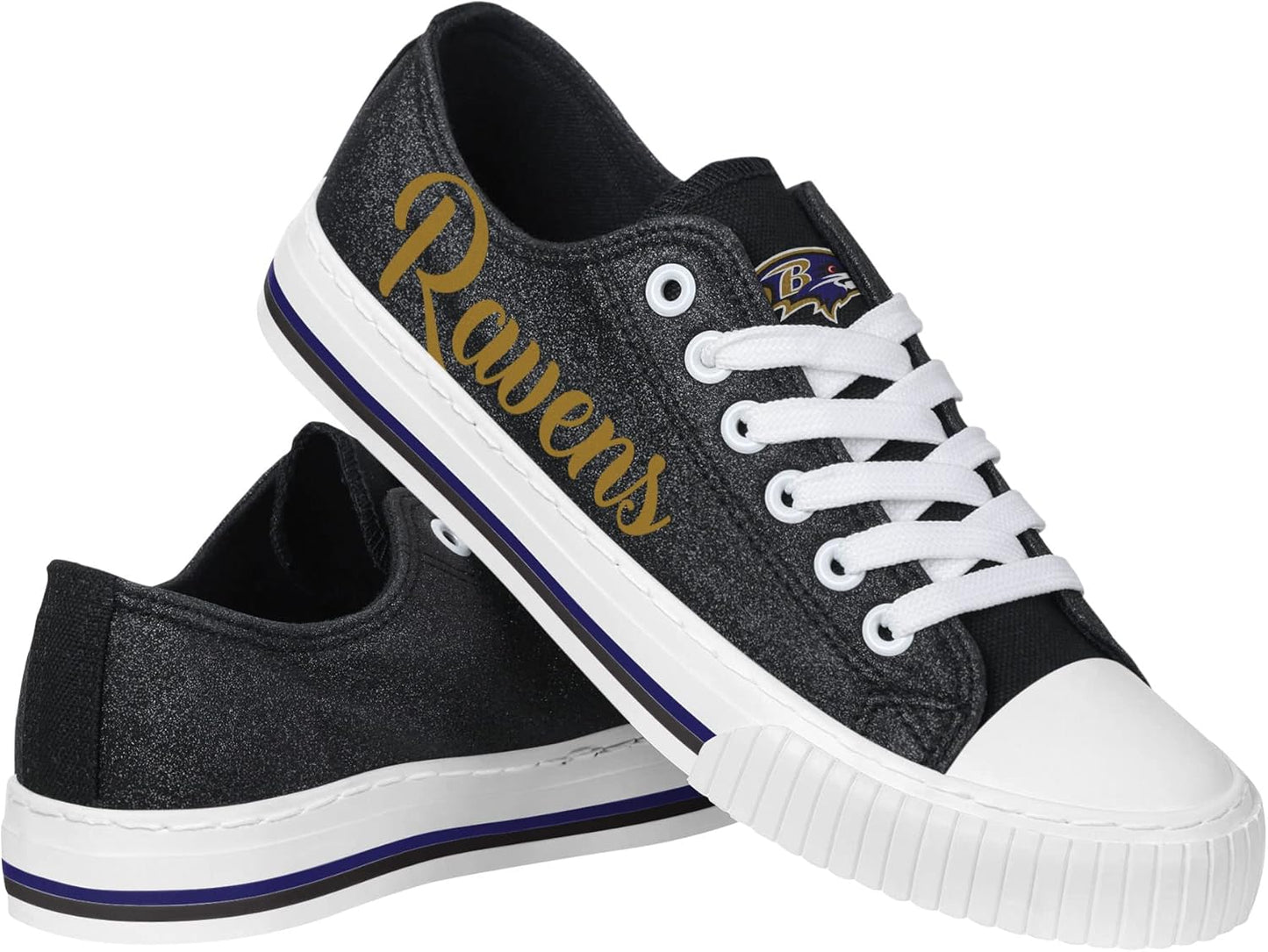 FOCO Women's NFL Team Logo Glitter Low Top Canvas Sneakers