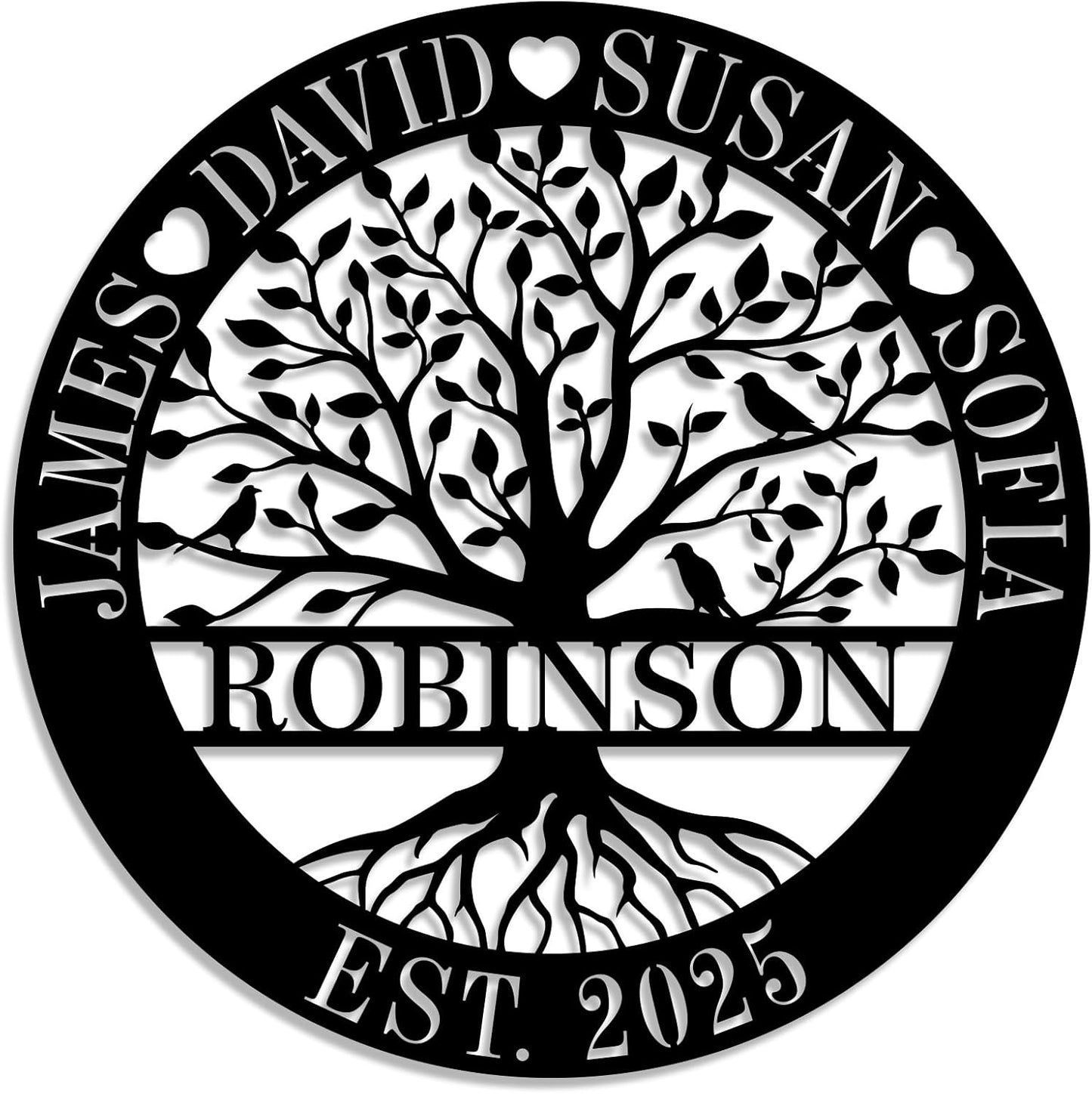 Personalized Tree of Life Metal Sign for Unique Home Decor