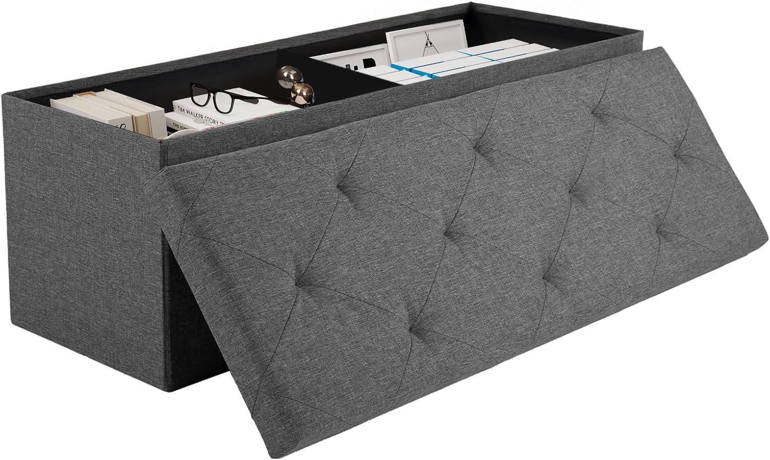 Foldable Storage Ottoman Bench for Living Room & Bedroom Use
