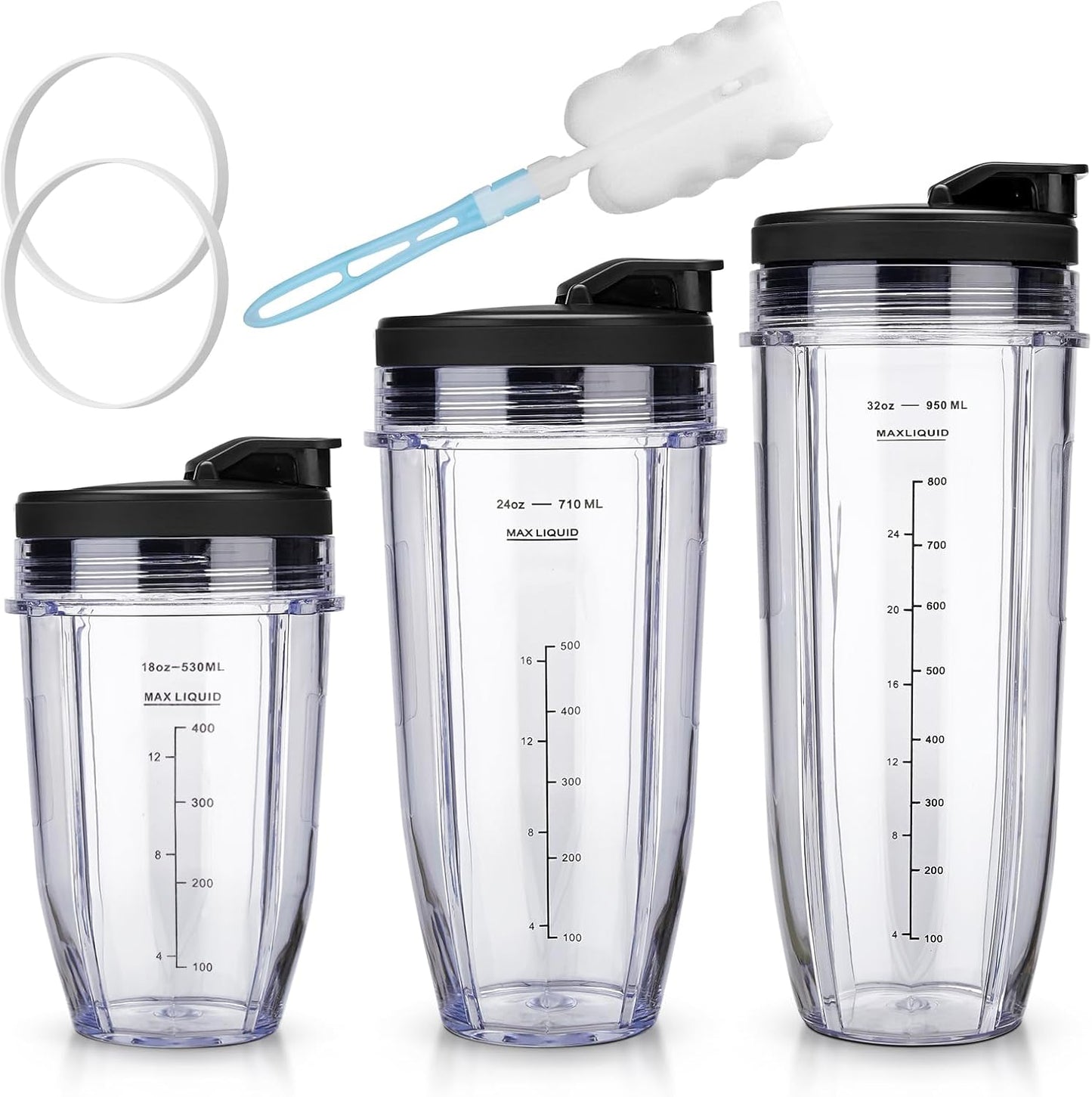 Revorit Ninja Blender Cups Replacement Kit - Sip & Seal Lids Included