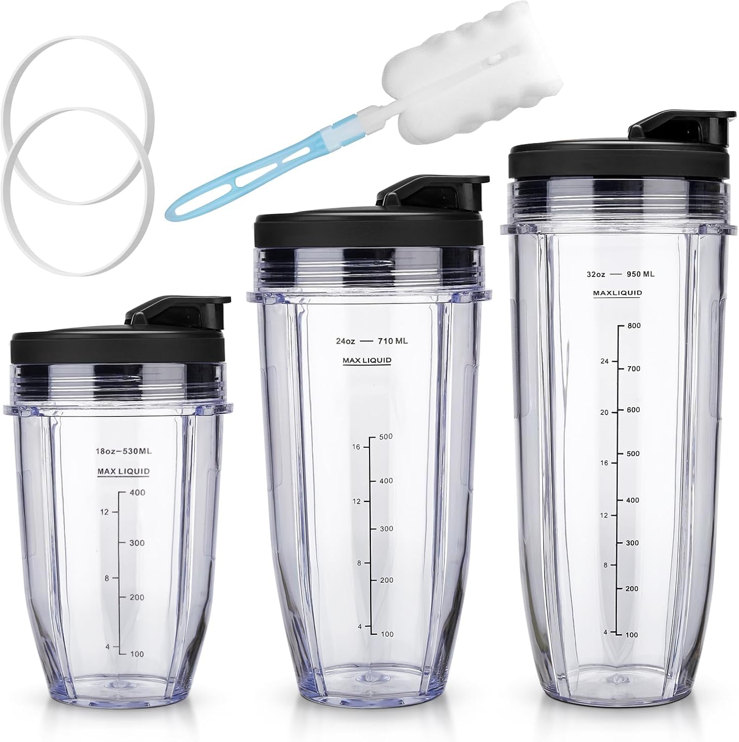 Revorit Ninja Blender Cups Replacement Kit - Sip & Seal Lids Included