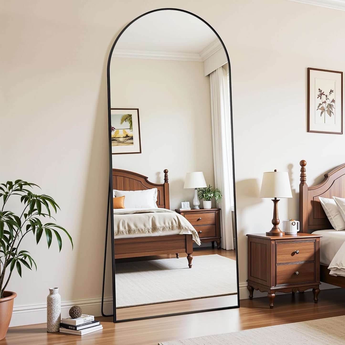 Full Length Mirror Freestanding 68x26 Oversized Black Arched Style