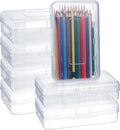 Clear Pencil Boxes 12 Pack - Stackable Large Plastic Cases for School
