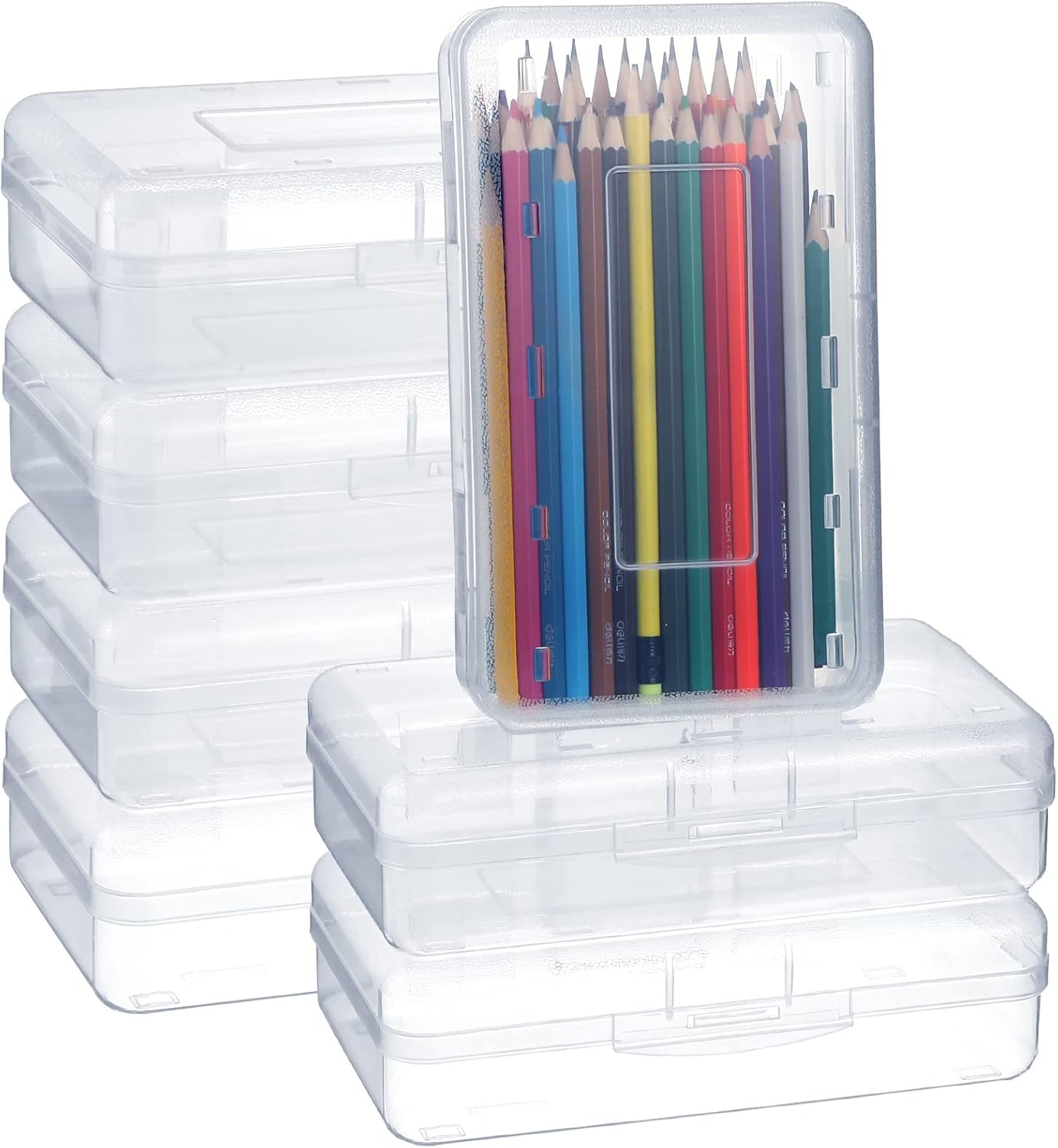 Leelosp 12 Pack Clear Pencil Boxes for School and Office Use
