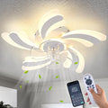 26in White Flower Ceiling Fan with Light Remote - Low Profile
