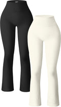 Women's OQQ High Waist Ribbed Bell Bottom Leggings for Chic Comfort