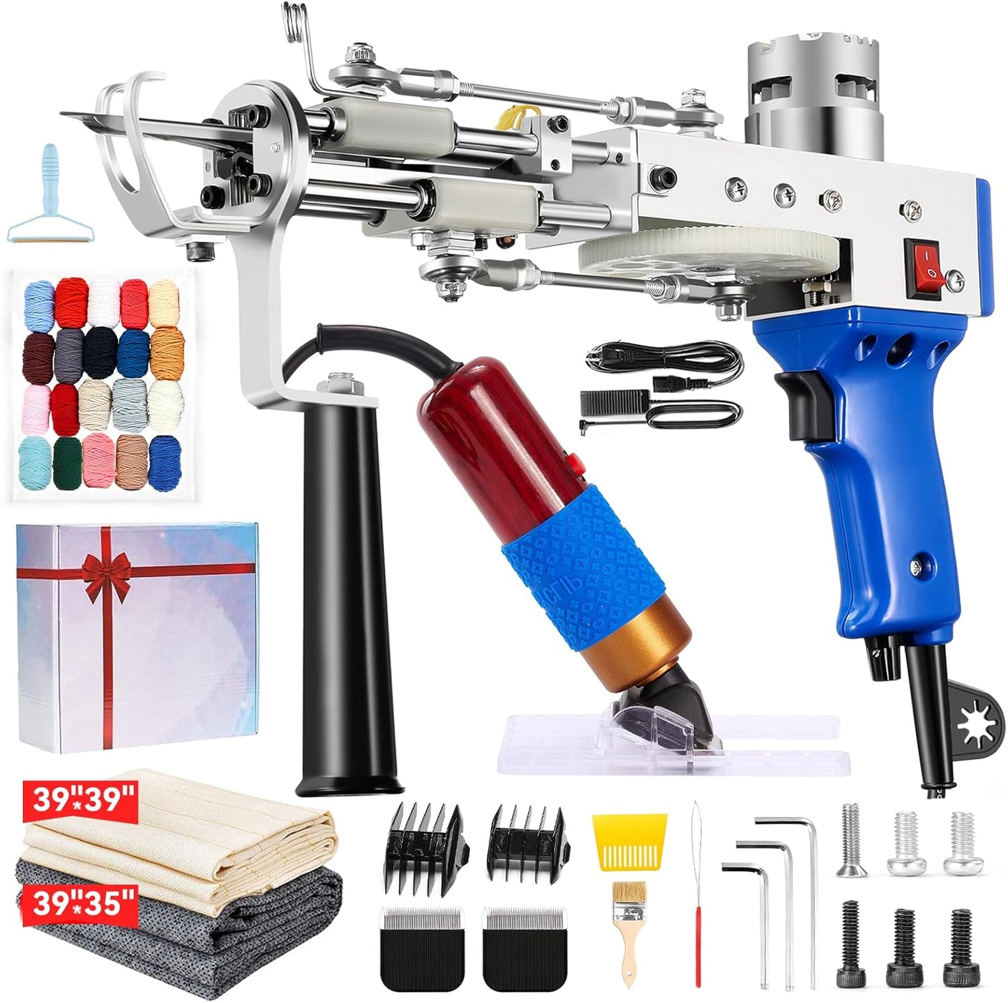 Rug Tufting Gun and Carpet Trimmer Kit for Beginners - Blue