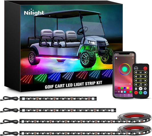 Nilight Golf Cart Underglow LED Light Strip Kit with Remote Control