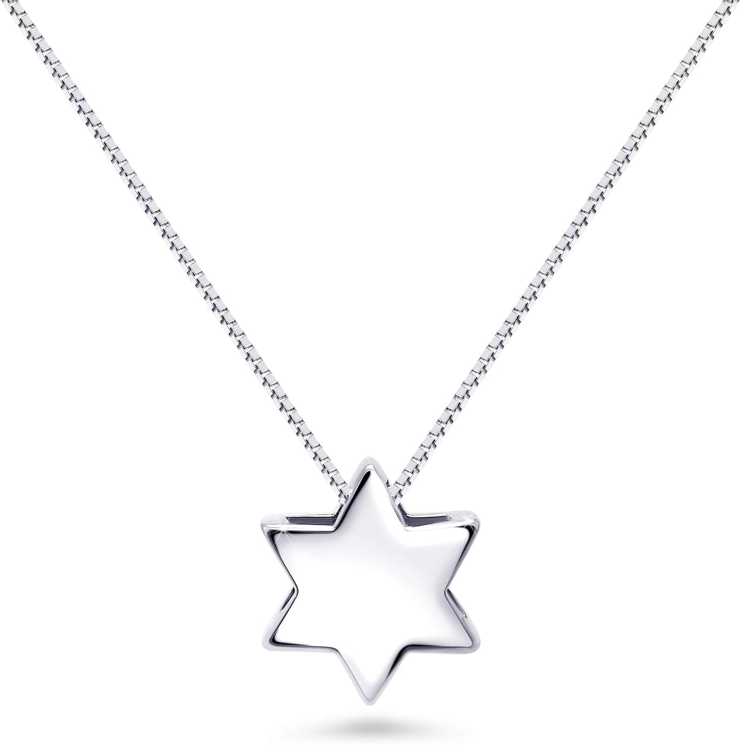 Solid Sterling Silver Star of David Pendant Necklace for Women