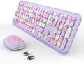 Colorful Retro Wireless Keyboard & Mouse Combo - Low-Noise, Ergonomic Design!