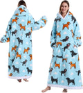 Wearable Blanket for Adults Oversized Hoodies for Women Blue Dog