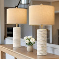 PORTRES 24in Farmhouse Ceramic Table Lamp Set of 2 - Soft Linen Shade