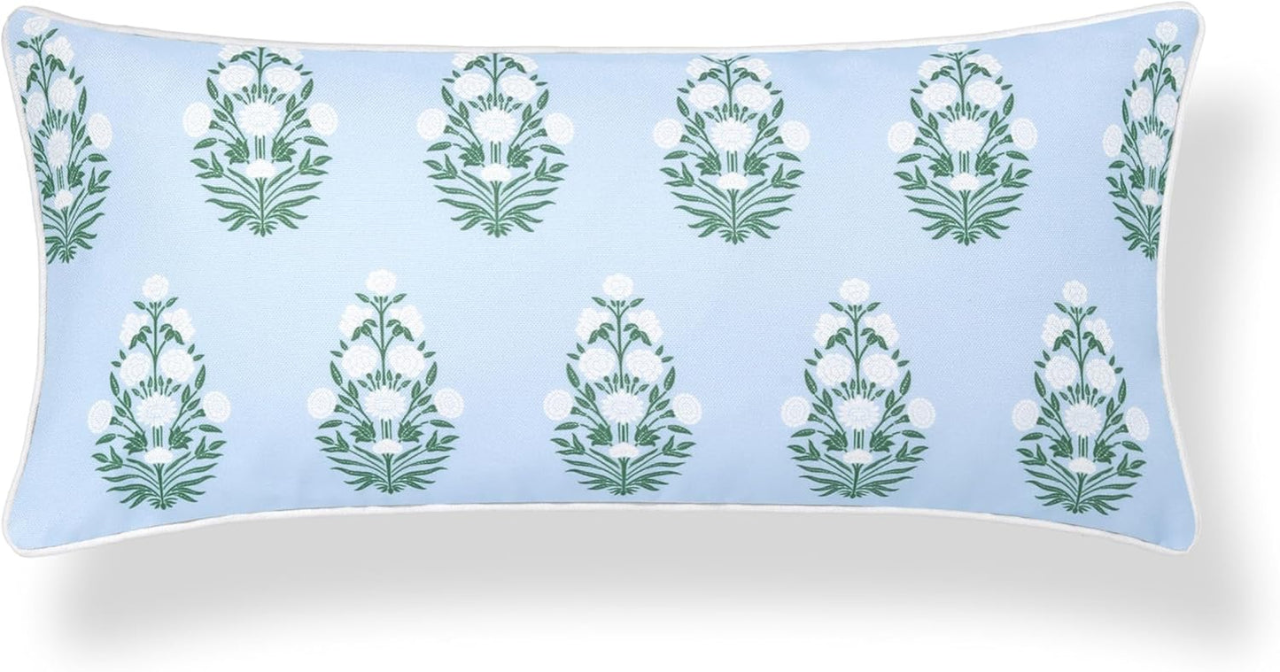 Coastal Grandmillennial Lumbar Pillow Cover for Indoor Outdoor