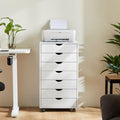 OLIXIS 7 Drawer Chest Wood File Cabinet Rolling Storage - Large