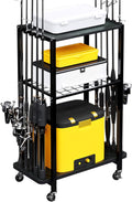 Fishing Rod Holder Rack 10-Rod Mobile Organizer - 3 Tier Storage