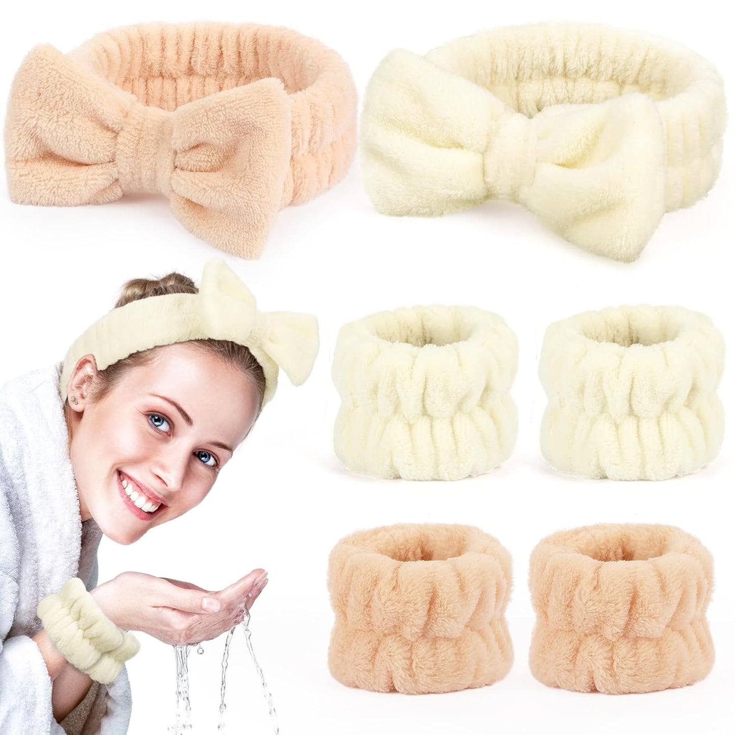 Soft Coral Fleece Spa Headbands Set - EZIGO