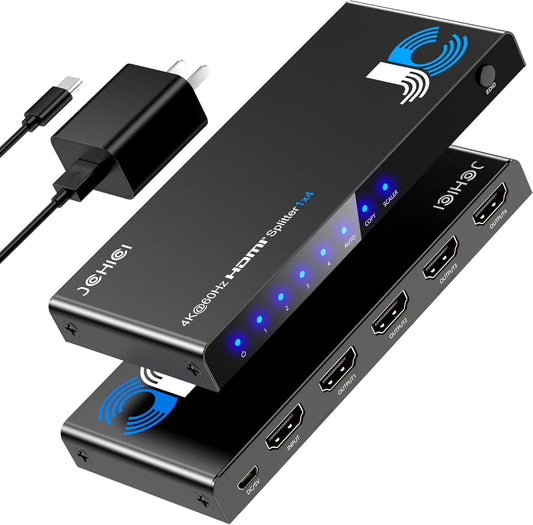 4K HDMI Splitter 1x4 for PS5/Xbox/Apple TV - Stunning 4K HDR