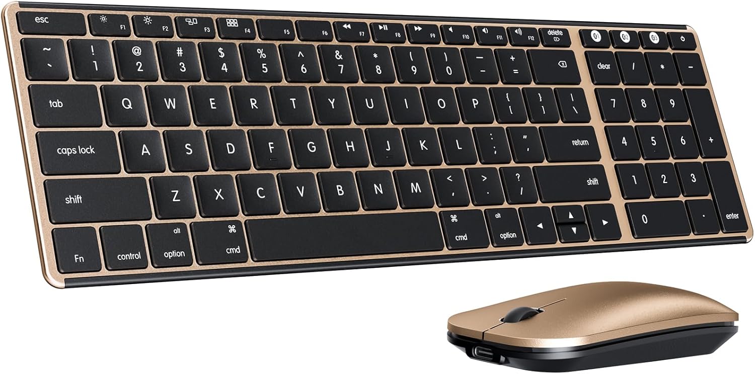 seenda Wireless Rechargeable Keyboard & Mouse Set - Sleek Multi-Device Compatibility
