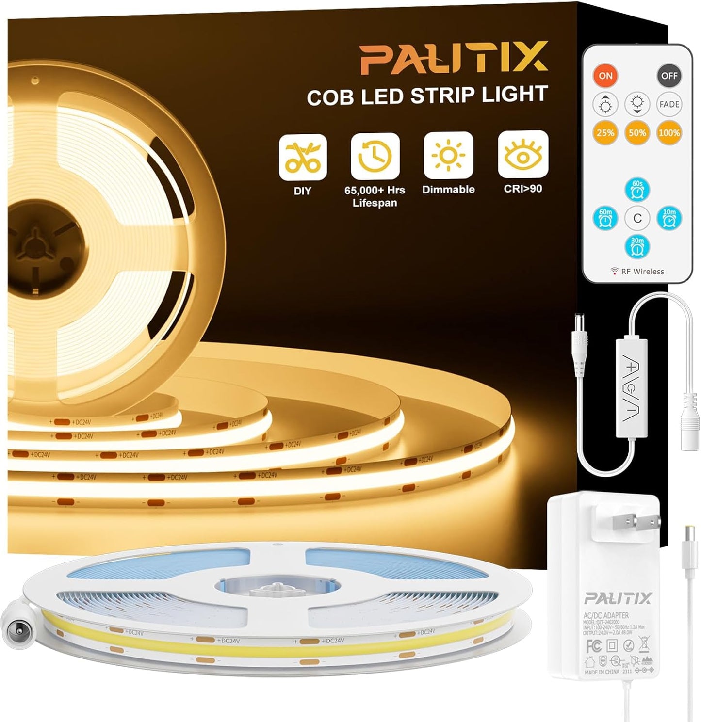 PAUTIX COB LED Strip Light 32.8ft - Super Bright Dimmable Lighting