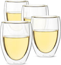 Double Wall Wine Glasses 4 Pack, 12 oz - Elegant Insulated Set