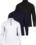 Men's Mesh Long Sleeve Quarter Zip Pullover 3-Pack - UPF 50