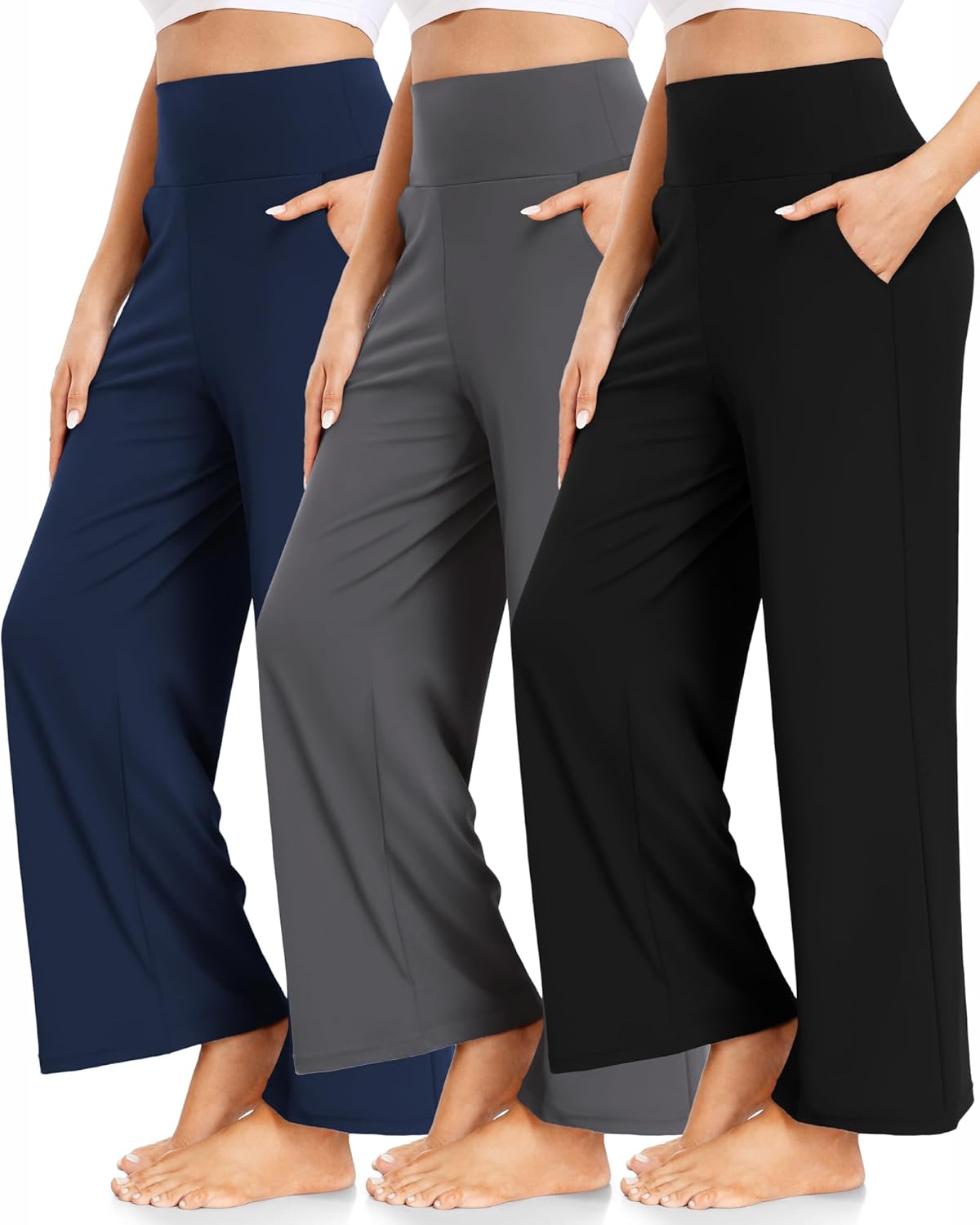 3-Pack High Waisted Yoga Pants with Pockets