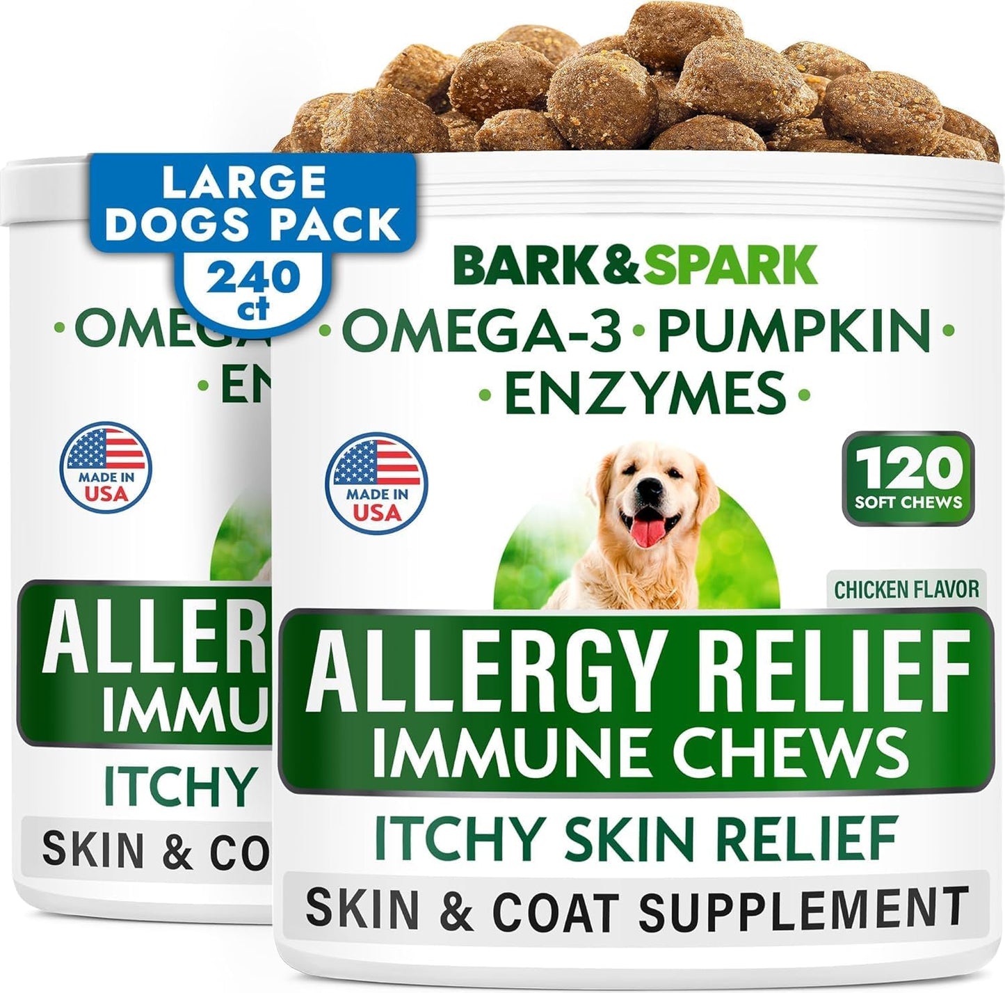 Dog Allergy Relief Chews for Itchy Skin & Coat Treatment