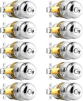 Probrico Polished Chrome Privacy Door Knobs 10 Pack - Keyless Interior
