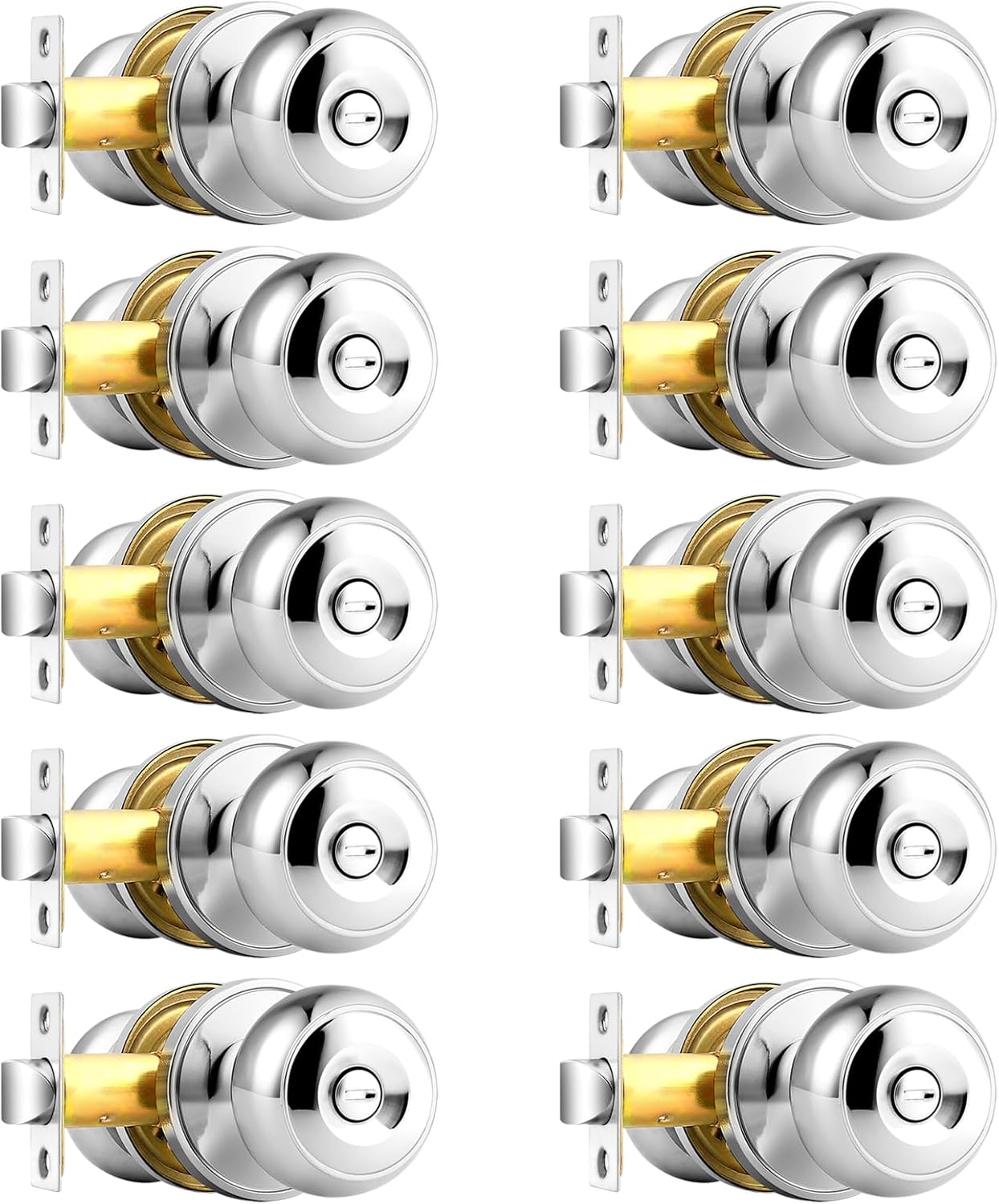 Probrico Polished Chrome Bed/Bath Door Knobs for Privacy Needs