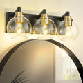 Bathroom Light Fixtures 3-Light Black and Gold Vanity Light - Modern