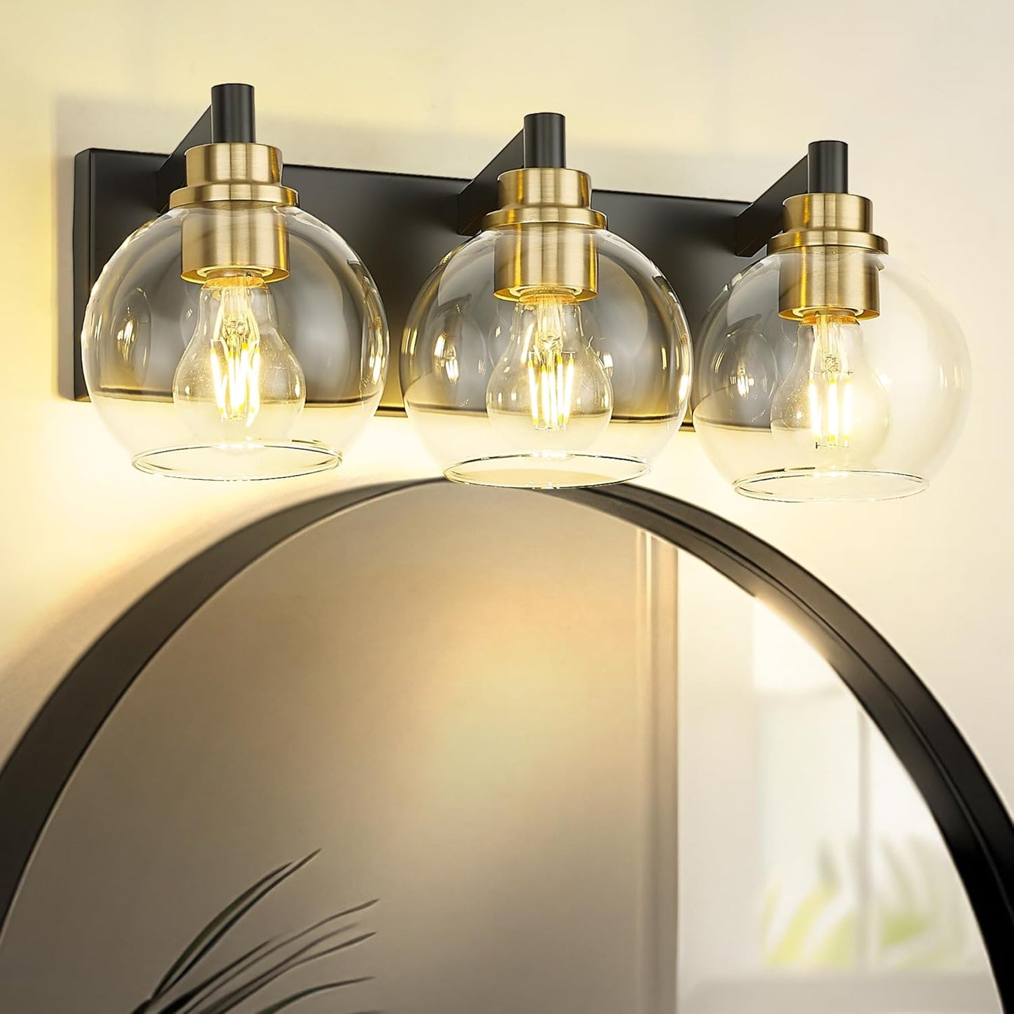 Modern 3-Light Black and Gold Bathroom Vanity Light Fixtures