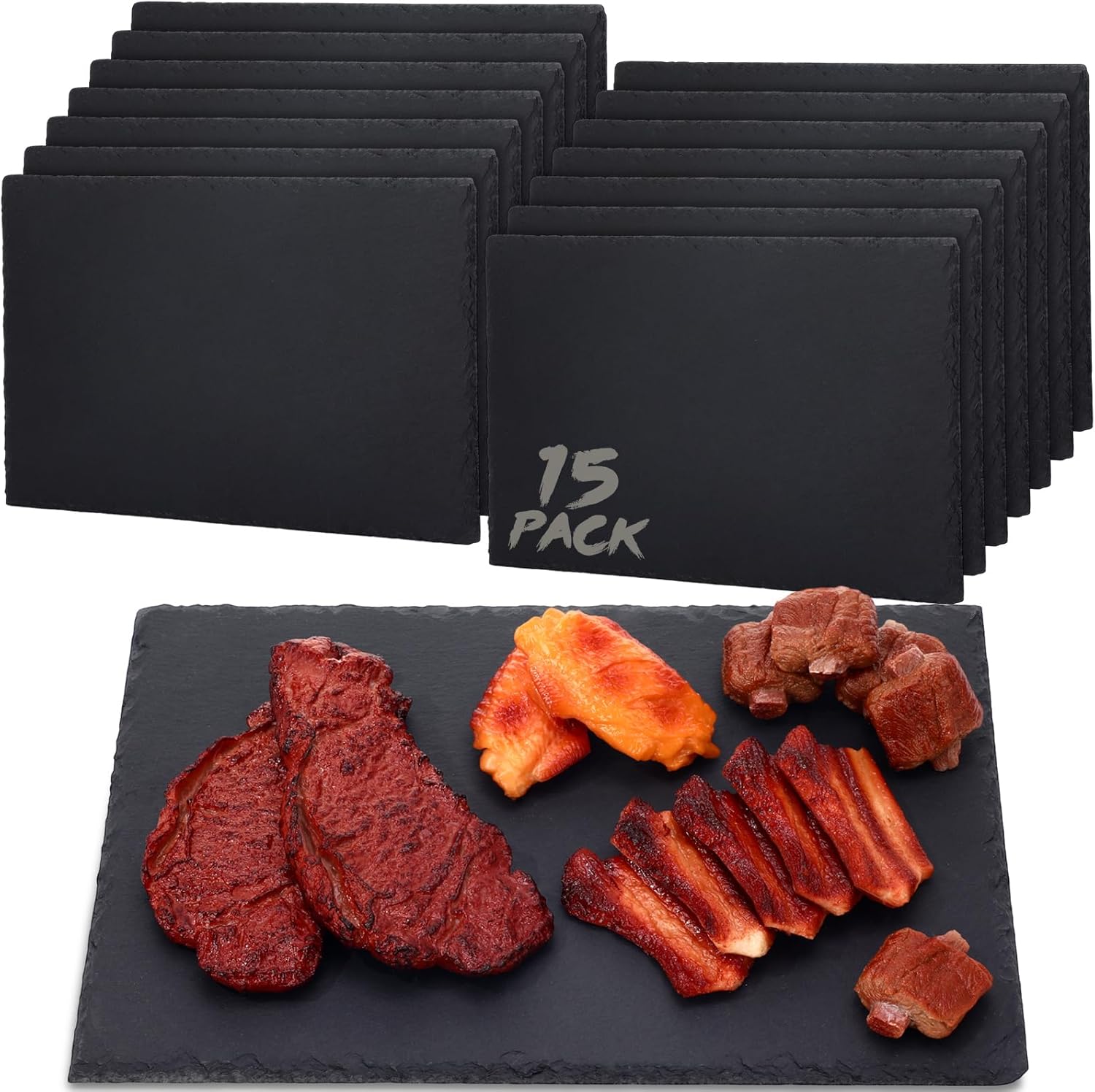 Zopeal 15 Pcs Black Slate Charcuterie Boards for Serving