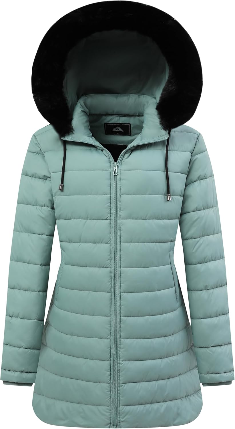 GOLDLADIES Women's Waterproof Long Down Jacket for Winter Wear