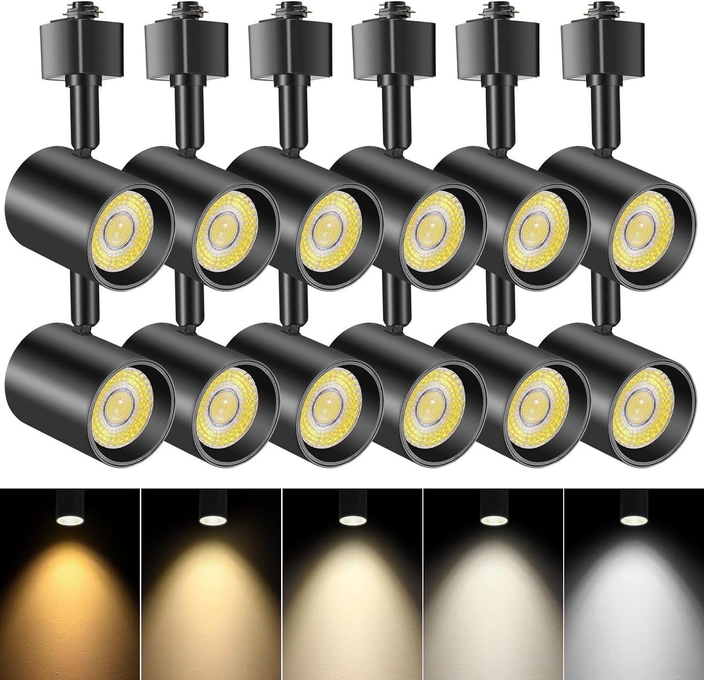 VANoopee 12 Pack LED Track Lighting Heads with 5 Color Options