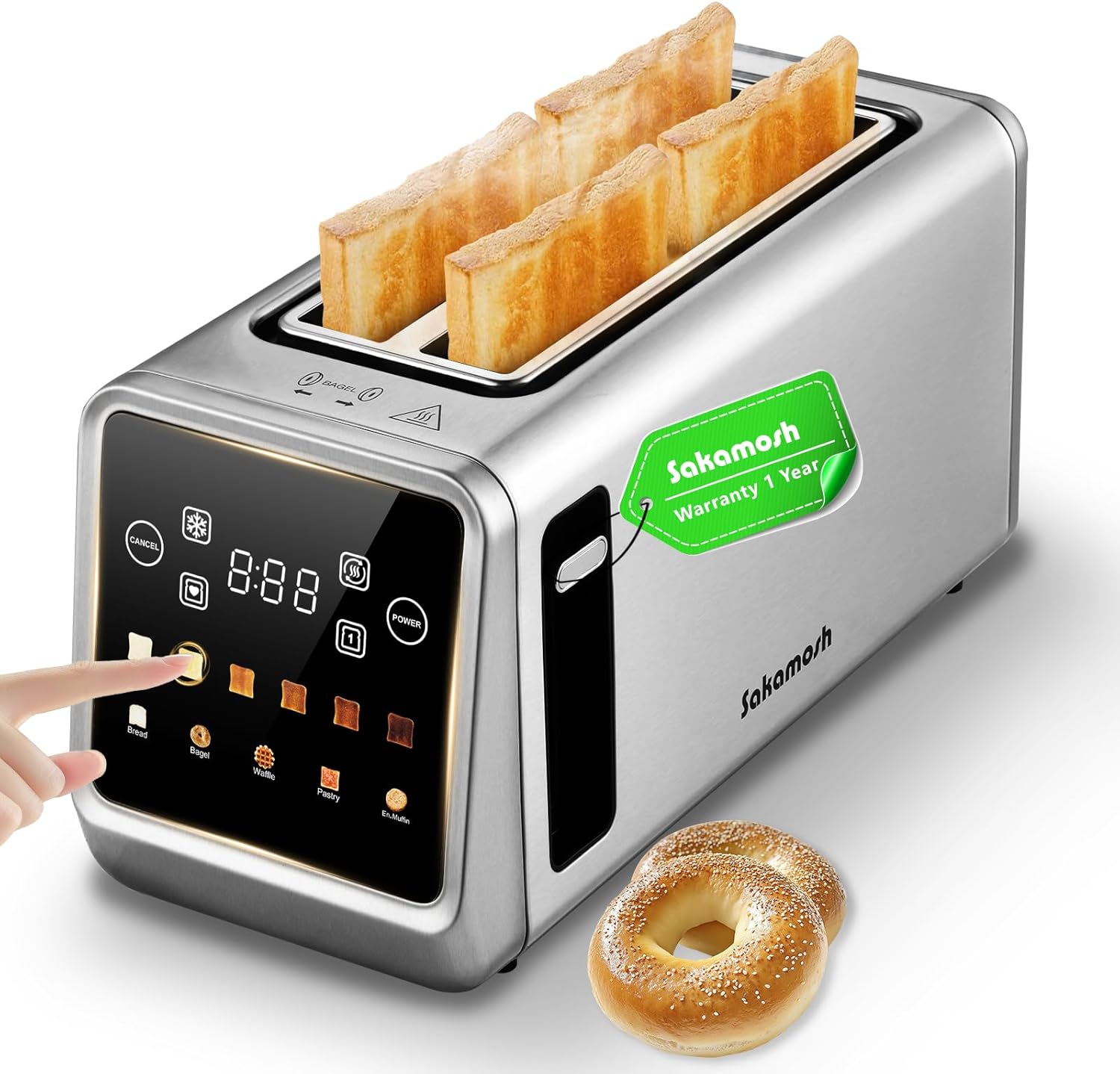 Smart Toaster 4 Slice with Touch Screen and 6 Browning Levels