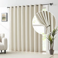 Pom Pom Sliding Door Blackout Curtains Ivory 100in x 84in - Thermal