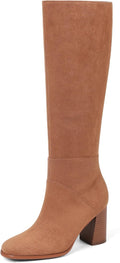 Knee High Boots Women Fall Winter Faux Suede Chunky Heel