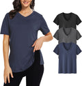 3 Pack V Neck T Shirt for Women Plus Size - Comfortable Everyday Tees
