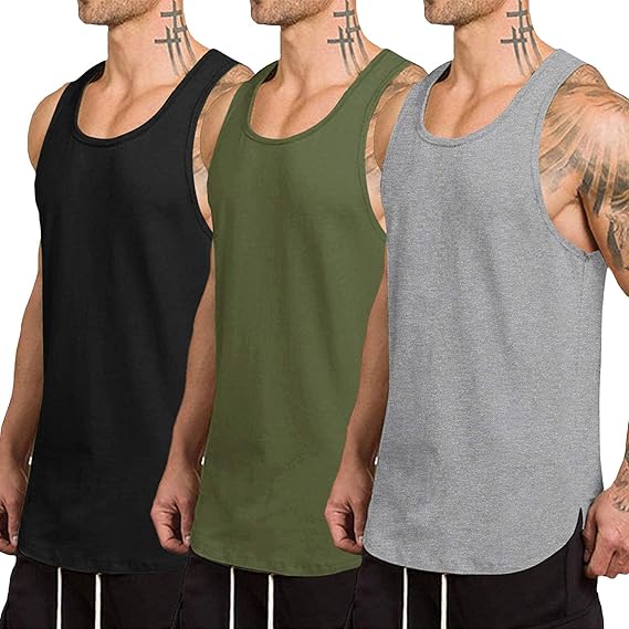 COOFANDY Men's Quick Dry Workout Tank Top - 3 Pack Gym Tees