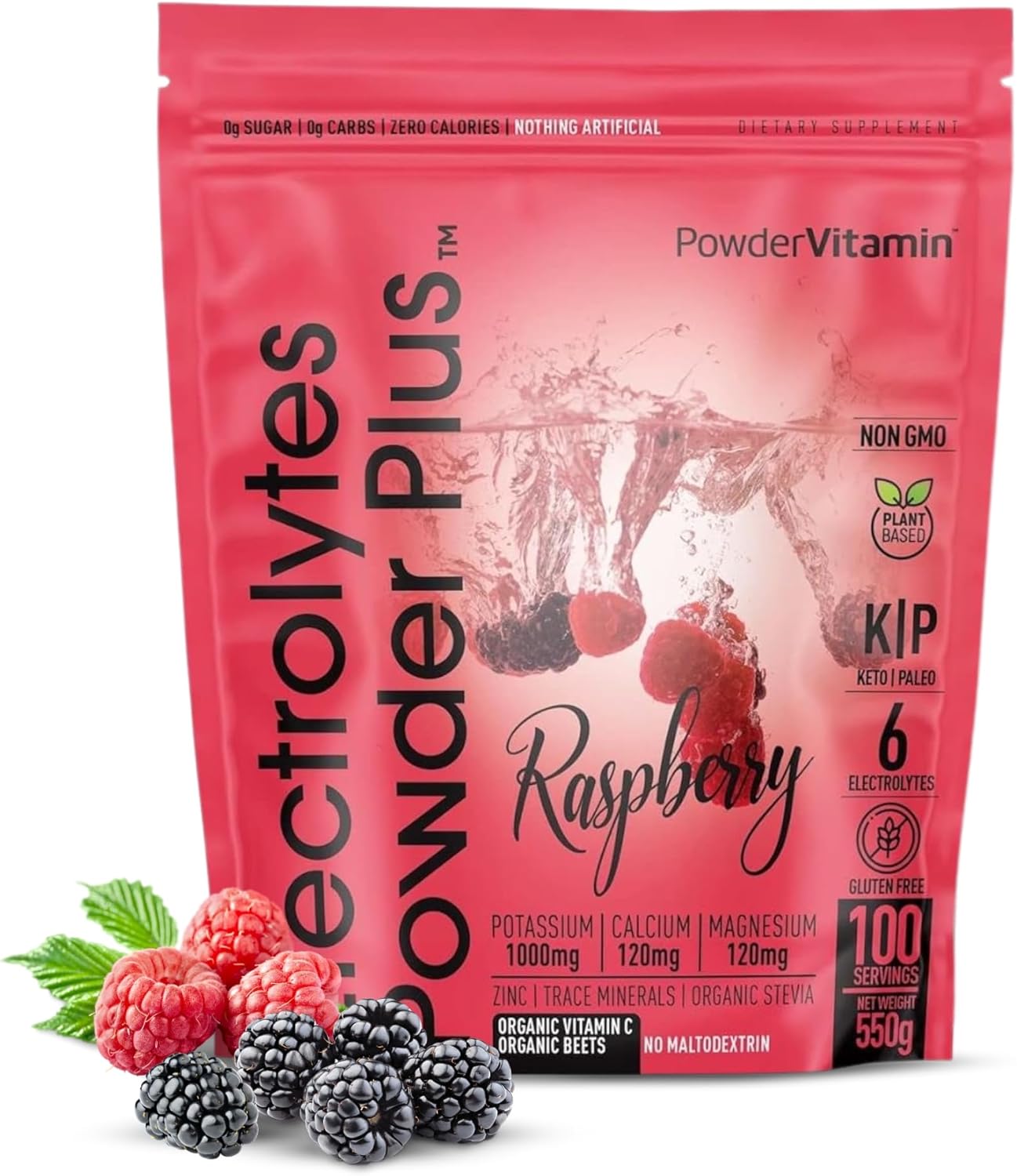 Electrolyte Powder Plus for Hydration and Recovery - Raspberry Flavor