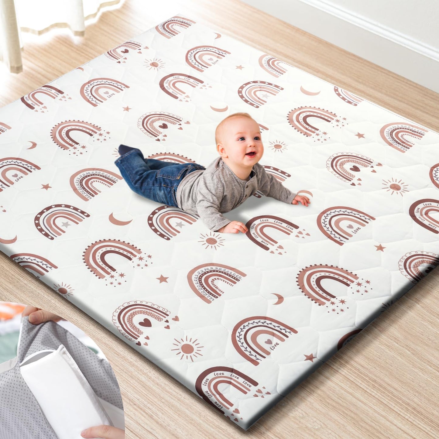 Premium Foam Baby Play Mat with Removable Cover for Safety