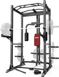 Power Cage Squat Rack with LAT Pulldown - 2000lbs Gym Cage