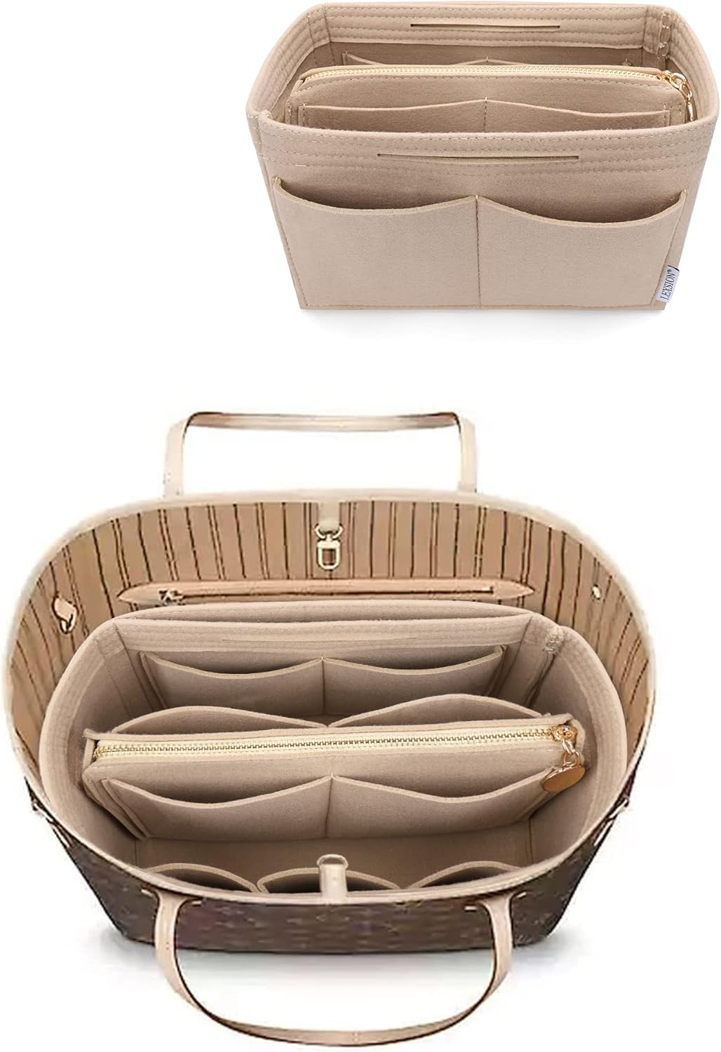 LEXSION Felt Purse Organizer Insert for Speedy and Neverfull Bags