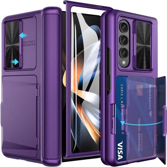 Vihibii Samsung Galaxy Z Fold 4 Case with Card Holder & Kickstand