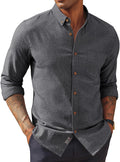 Mens Linen-Cotton Button Down Shirt for Men - Classic Fit
