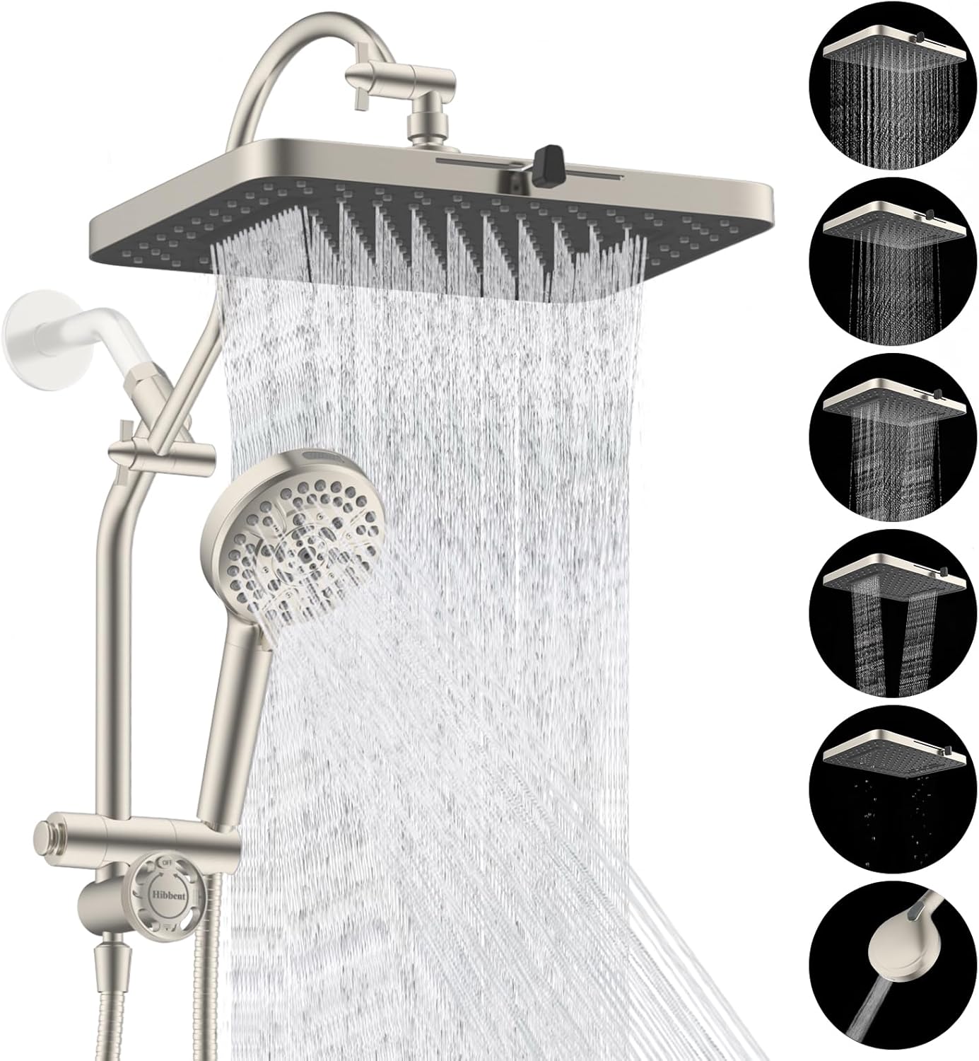 Hibbent Upgraded 13in Shower Head Combo with High Pressure Spray