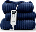 Heated Twin Blanket Striped Electric Blanket - Fast Heating Cozy Throw